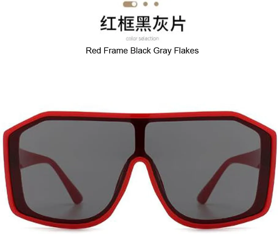 

Крупные квадратные солнцезащитные очки для мужчин и женщин, модные солнцезащитные очки с защитой от УФ-излучения Angelastore, Red Frame Black Gray Flakes