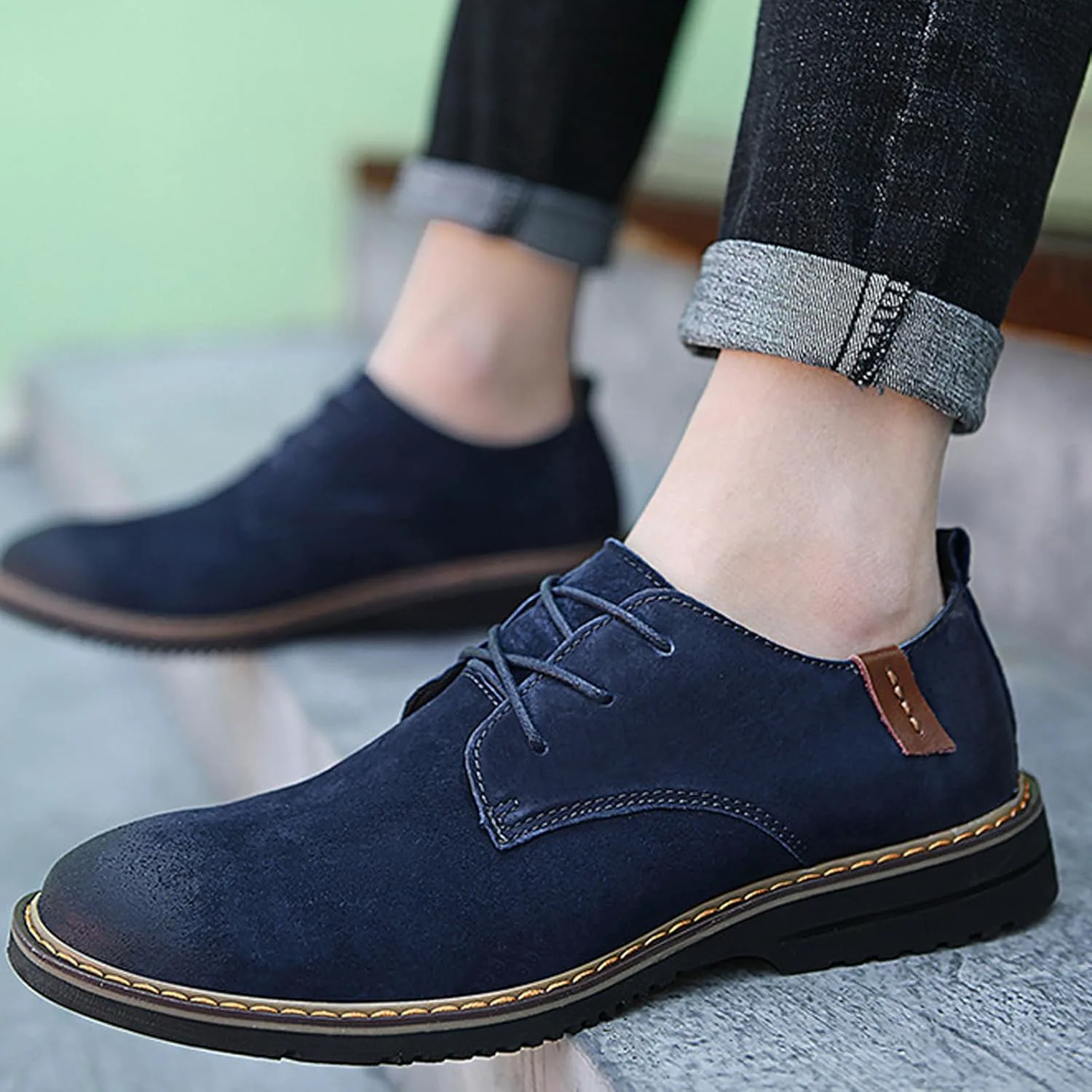 

Мужские классические оксфорды на шнуровке, повседневные кожаные комфортные туфли, британские деловые с крыльями, противоскользящие формальные туфли Lymphvity, серый