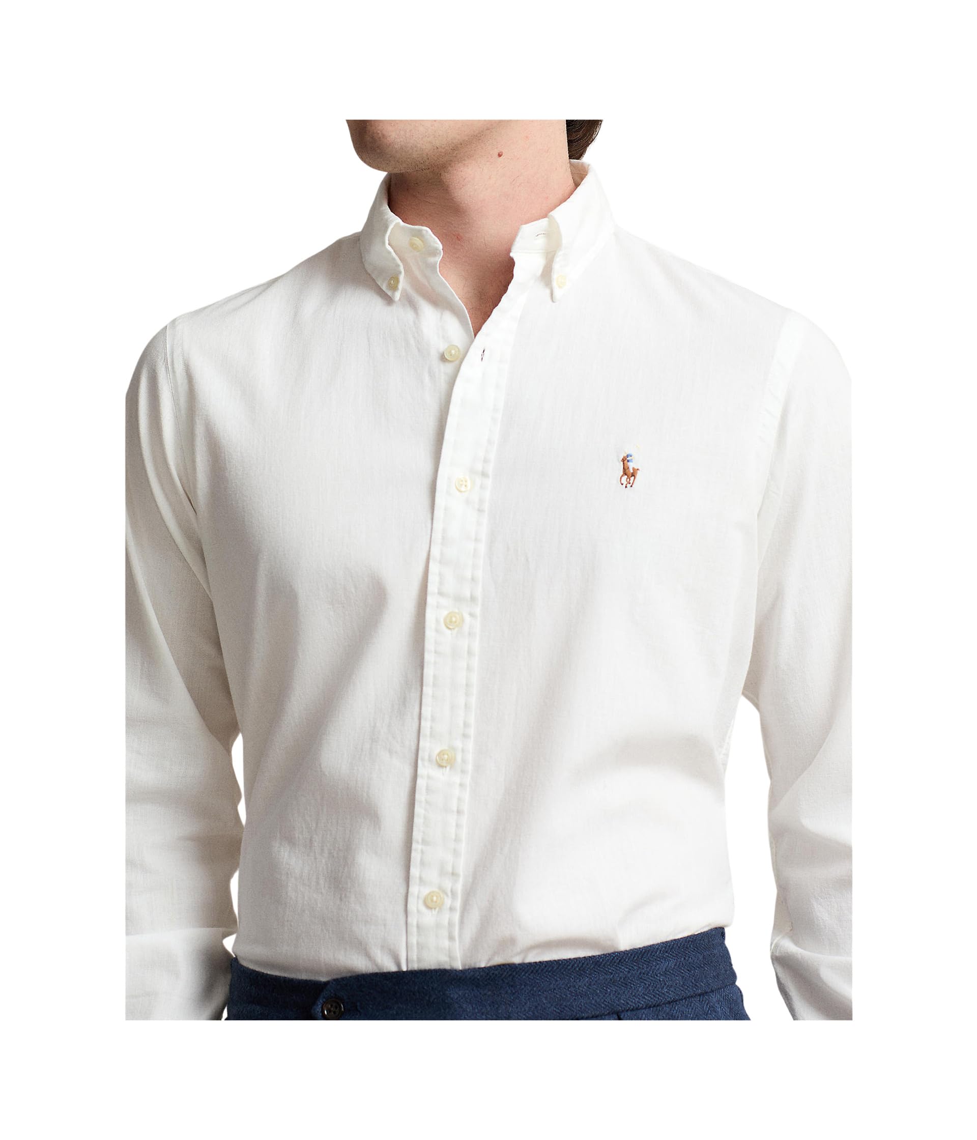 Рубашка Polo Ralph Lauren Classic Fit Chambray Shirt, белый — фото 3