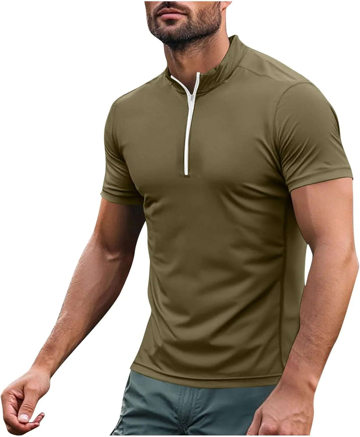 

Мужская футболка с четвертью молнии и коротким рукавом