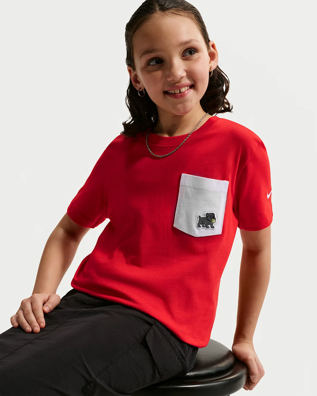 Детская футболка Nike Sportswear Pocket, University Red/White — фото 3