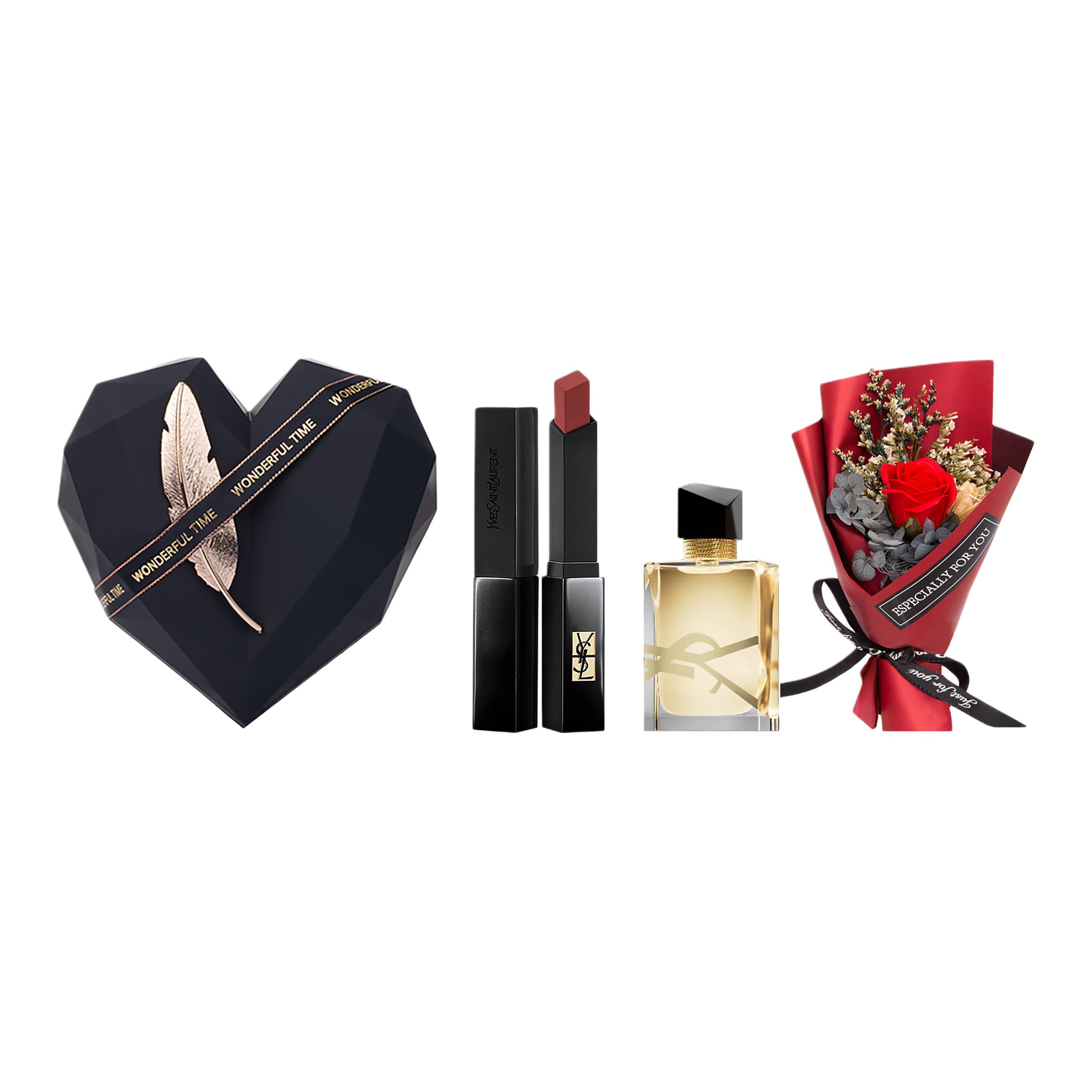 

Набор косметики Gold Bar в коробке Starry Sky Rose, легко растушевывается, матовый, стойкий SAINT LAURENT, Small черный Stripes #302+Freedom Eau De Parfum 7.5ml+розовый Bouquet+Obsidian Box