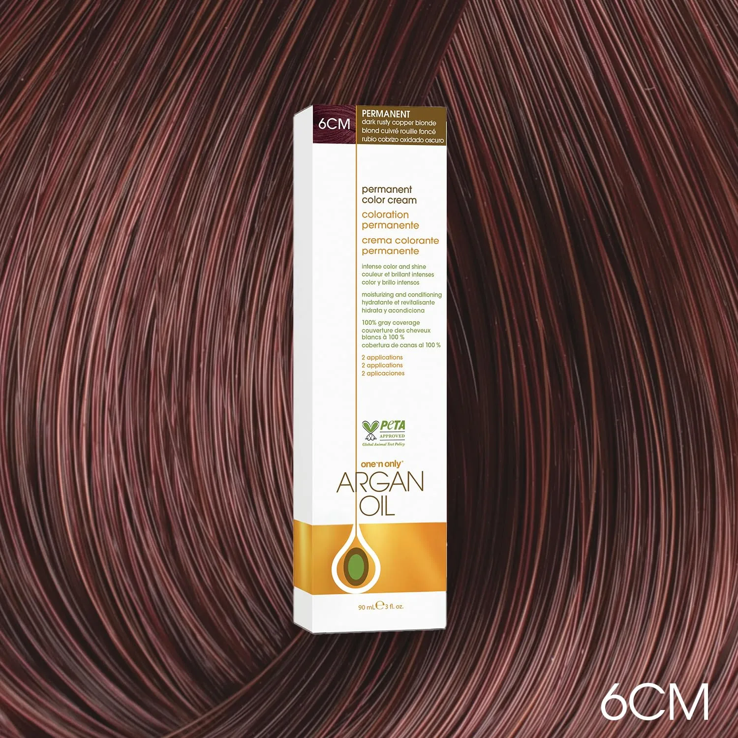 One N' Only Permanent Hair Color - стойкая краска для волос с аргановым маслом, насыщенные тона, маскирует седину, увлажняет и укрепляет, 6CM Dark Rusty Copper Blonde (85 г) One 'N Only, 6CM Dark Rusty Copper Blonde — фото 2