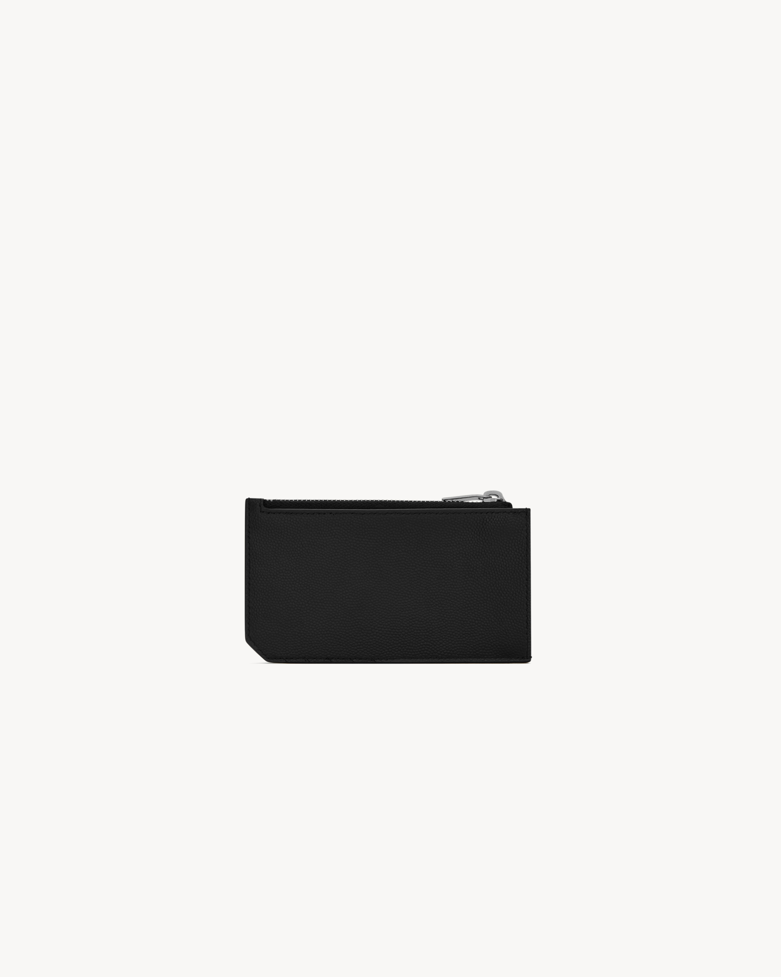 Кардхолдер SAINT LAURENT PARIS Fragments на молнии из кожи grain de poudre, черный — фото 2