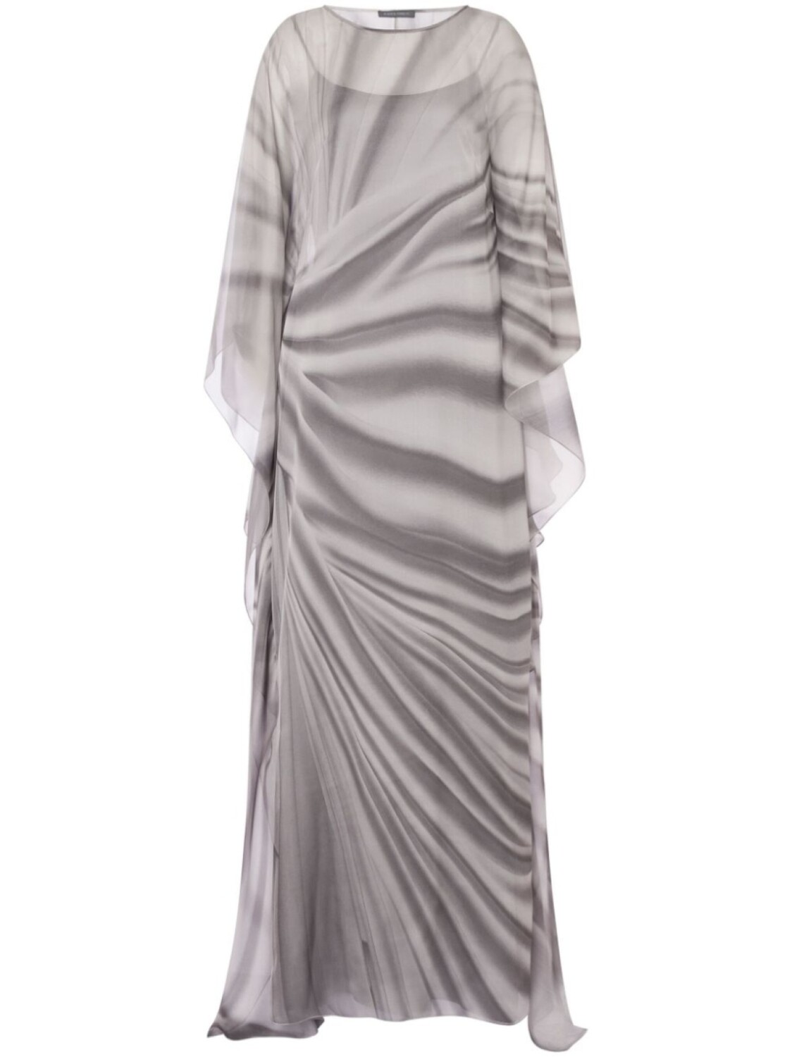 

Шифоновое платье с принтом trompe l'oeil Alberta Ferretti, серый