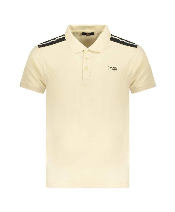 

Бежевая рубашка-поло с полосками на плечах Cavalli Class, бежевый
