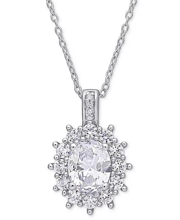 

Ожерелье с подвеской-галочкой 18 дюймов из стерлингового серебра с драгоценными камнями и бриллиантами Macy'S, white