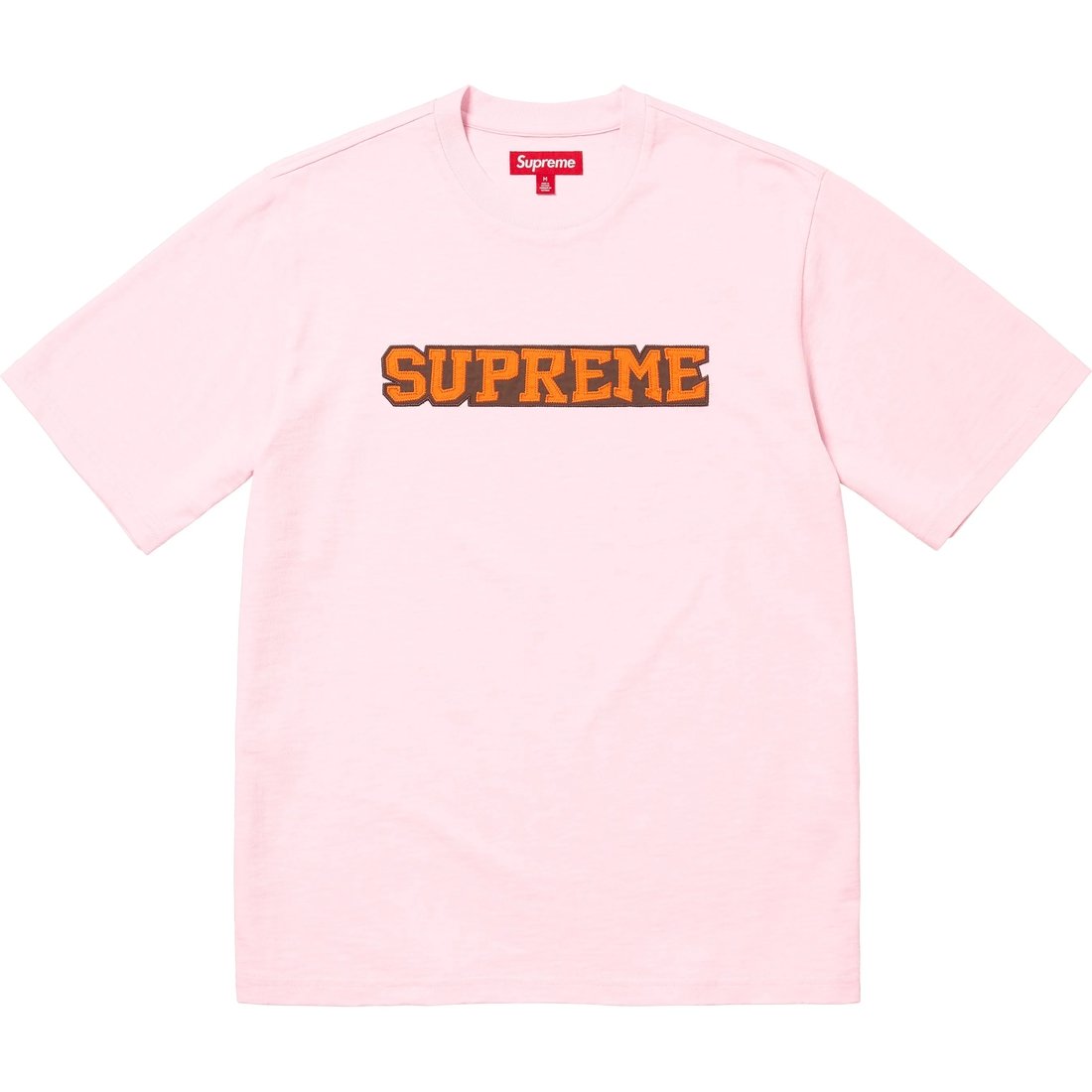 

Топ с коротким рукавом и сатиновой аппликацией Supreme, светло-розовый