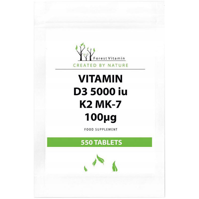 

БАД Лесной Витамин, Витамин Д3 5000 МЕ, К2 МК-7 100мкг, 550 таб Forest Vitamin