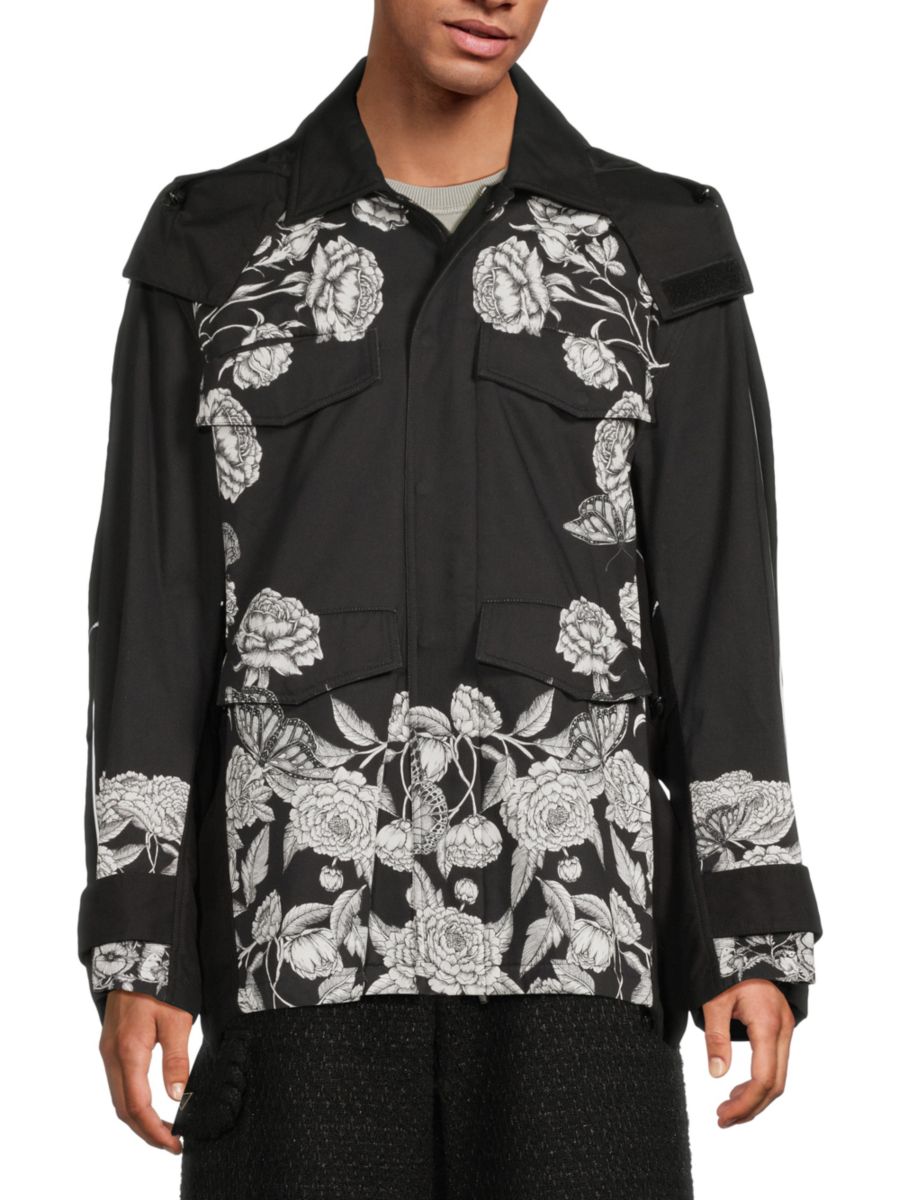 

Ветровка с цветочным узором Valentino, черный/белый