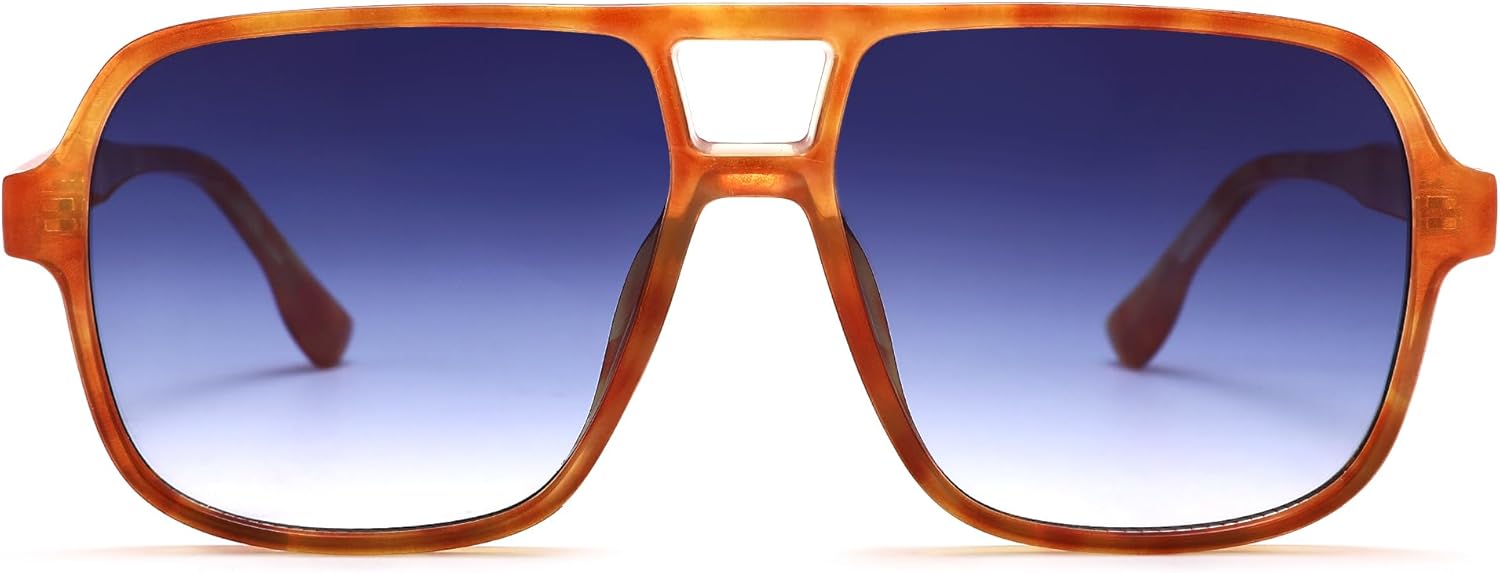 

Солнцезащитные очки Pro Acme Oversized Retro Aviator для женщин и мужчин, винтажные квадратные, в стиле 70-х, с защитой от УФ-излучения UV400, A5 Tortoiseshell Frame/Blue Grey Gradient Lens