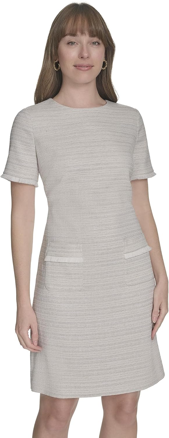 

Женское мини-платье Tommy Hilfiger с плиссированной отделкой, короткими рукавами и высоким воротом, Khaki/Ivory