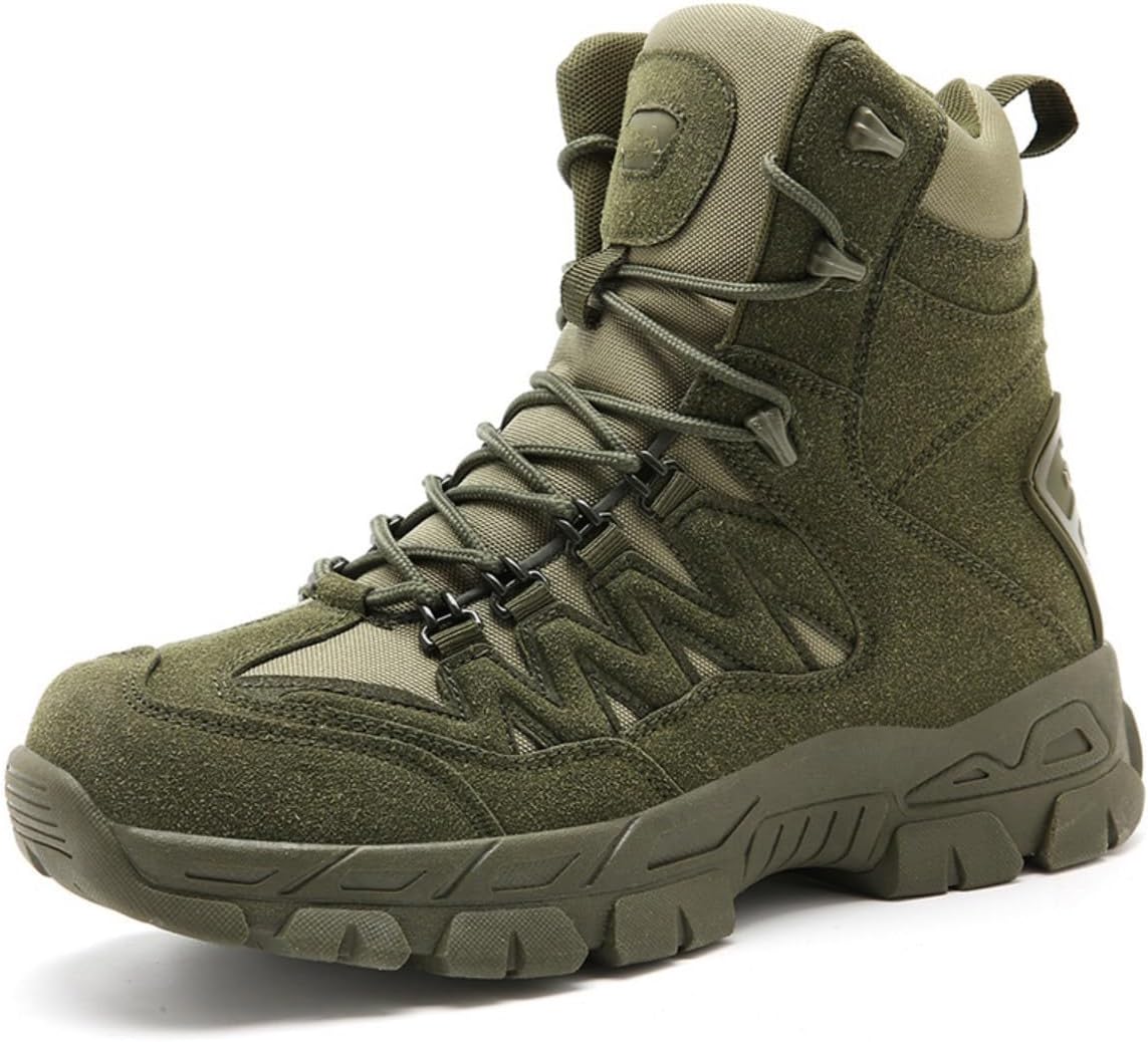 

Мужские боевые ботинки Bitiger с боковой молнией, на липучке, для повседневной носки, походов и тактических операций, зеленый