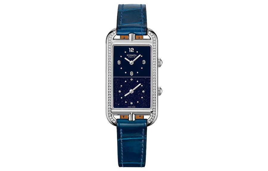 

Hermes Наручные часы Nantucket с кварцевым механизмом, ремешком из натуральной кожи, черным циферблатом, женские