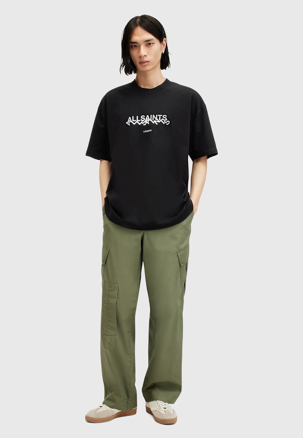 

Футболка с принтом Slanted Crew AllSaints, черный