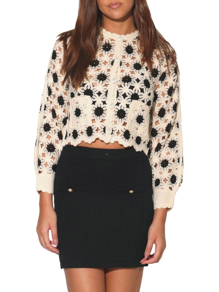 

Укороченный кардиган в горошек Brooke Walter Baker, цвет Cream Black