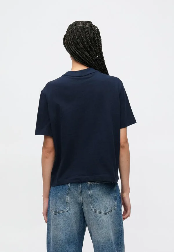 Классическая футболка с логотипом flock, свободного кроя. Tommy Hilfiger, Dark Night Navy — фото 3