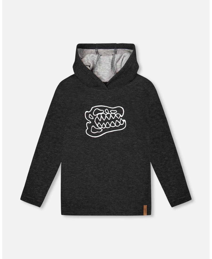 

Детская толстовка с длинными рукавами и капюшоном из очень мягкого трикотажа с начесом, черная - для малышей/детей Deux par Deux, Black