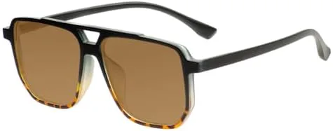 

Солнцезащитные очки большого размера для мужчин и женщин, модель 2027 года, с двойной перемычкой, прозрачные, легкие, подходят для вождения MTZJH, Tortoiseshell