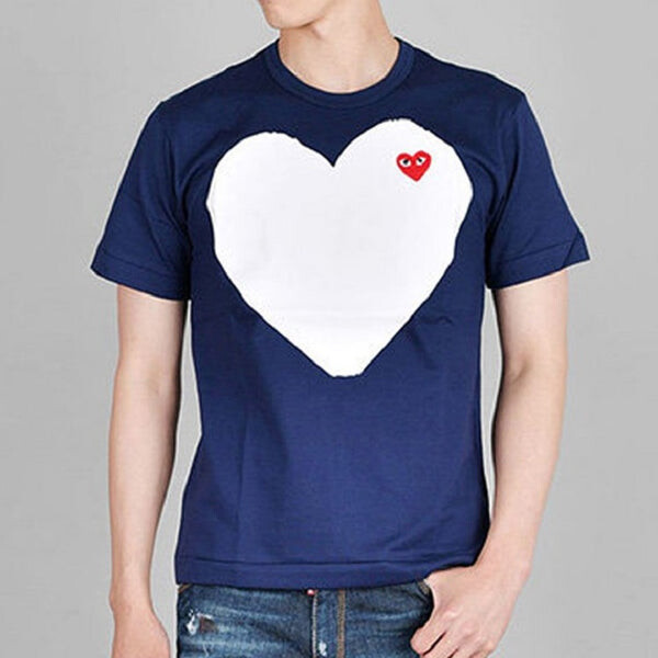 Футболка white heart t-shirt 'navy' Comme Des Garcons Play, синий — фото 3