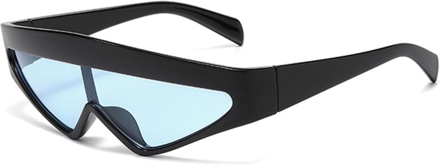 

bullabulling Солнцезащитные очки Y2K с обтекаемой оправой для женщин и мужчин, треугольная оправа, 90-е, для маленького лица, футуристические спортивные очки, Black Blue