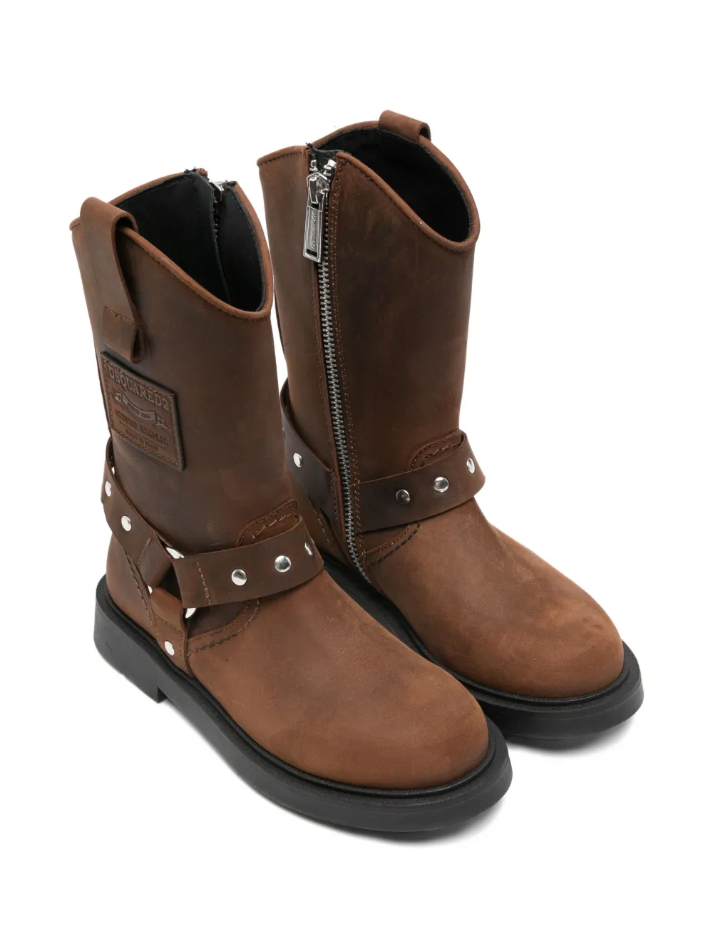 

Ботильоны с заклепками и ремнями Dsquared2 Kids, коричневый