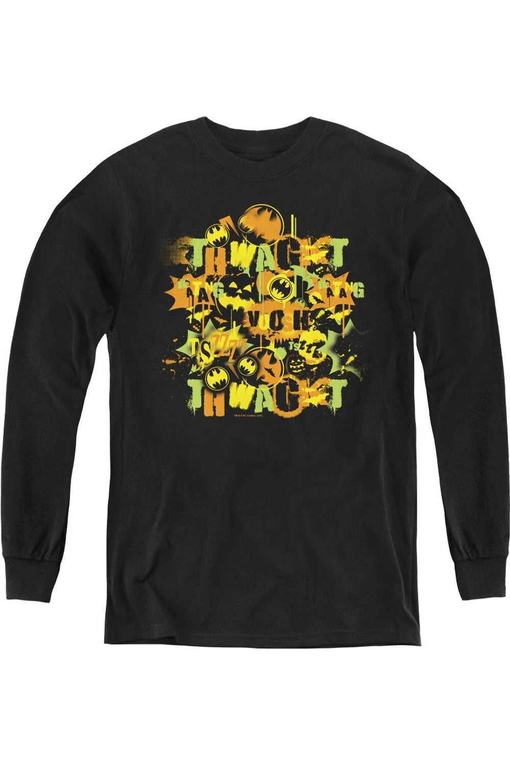 

Футболка с длинным рукавом Batman "Звуки ночи Хэллоуина" для детей Gildan, черный