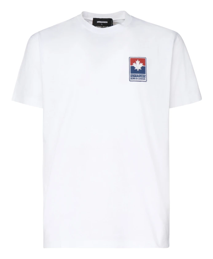 

Белая хлопковая футболка с логотипом Dsquared2, белый