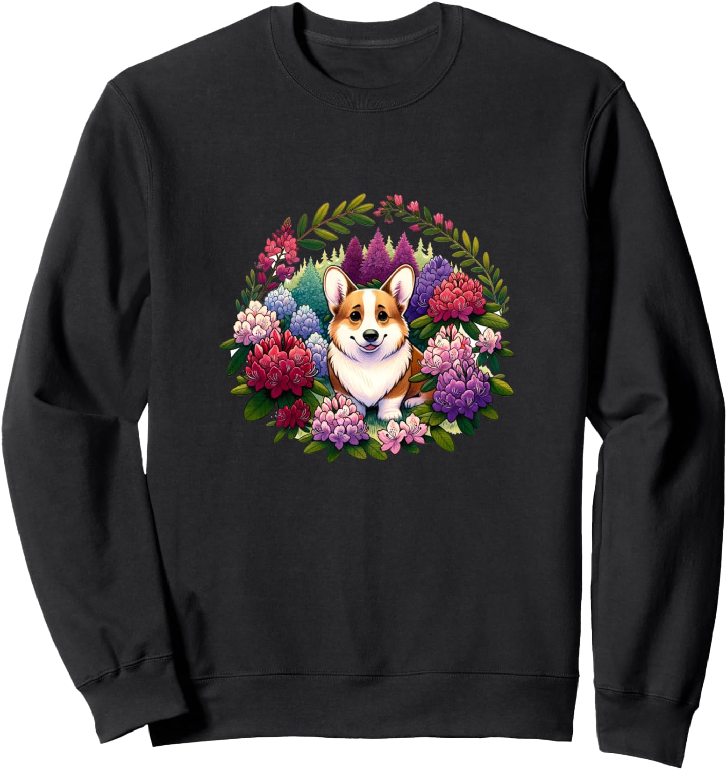

Толстовка с изображением корги от ArtFun Corgi Flower Rhododendron Snugg, черный
