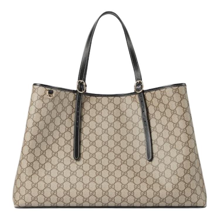 Сумка-шоппер GUCCI из хлопка, бежево-коричневая — фото 2