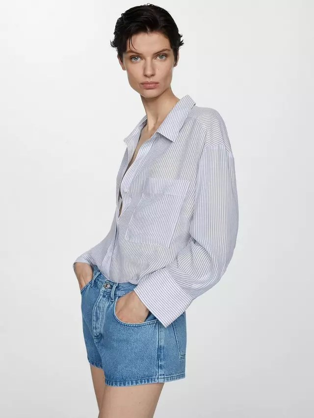 

Рубашка Mango Mango Pocket Stripe, синий