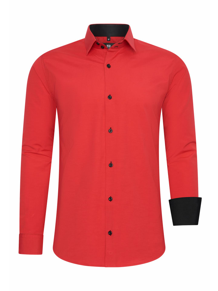 

Деловая рубашка облегающего кроя из высококачественного хлопка-стрейч красного цвета Rusty Neal