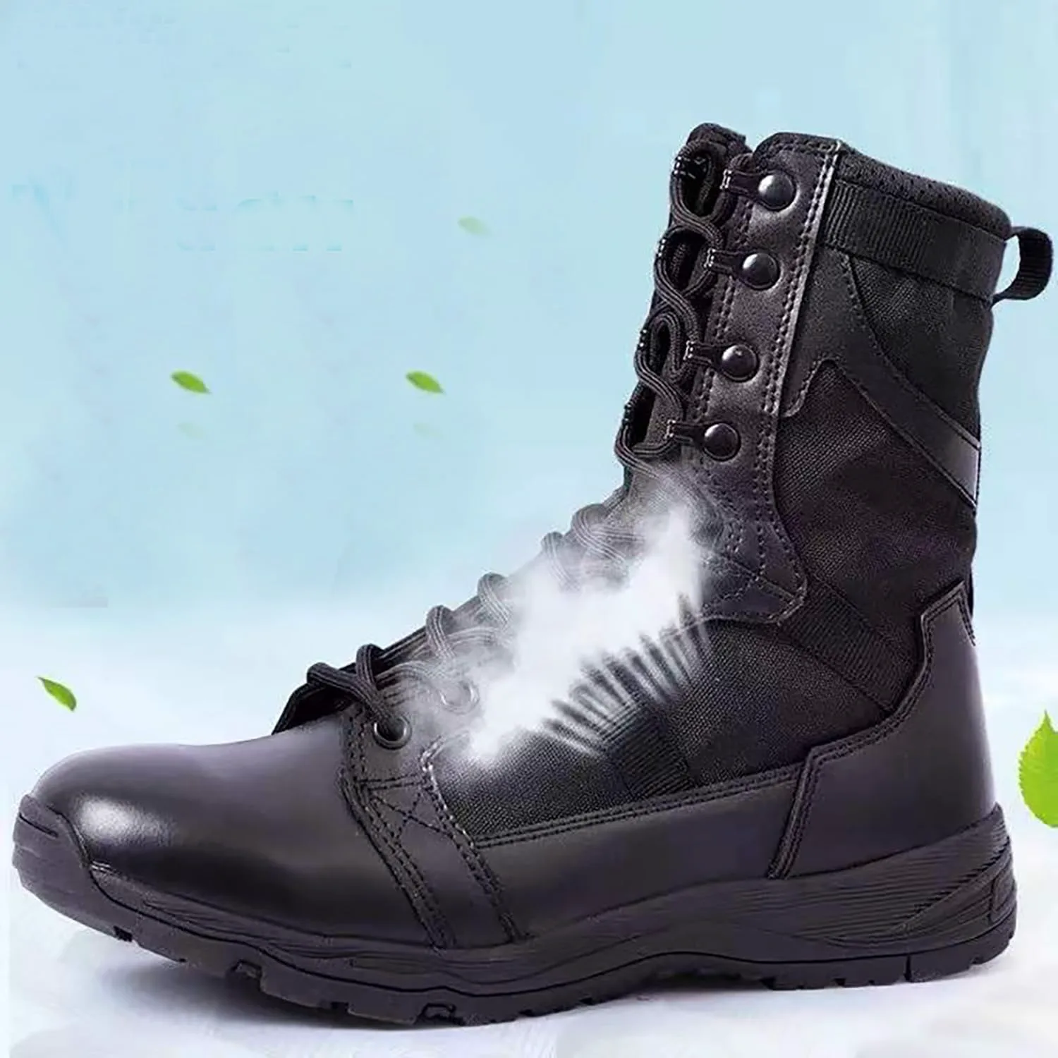 

Ультралегкие 8-дюймовые средние по голенища военные ботинки SWAT для пустыни, походные ботинки, туристические походы на природу, тактические боевые рабочие ботинки RORUN, черный