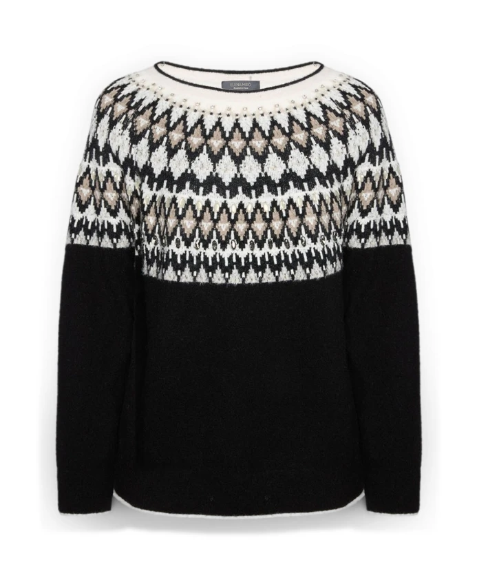 

Свитер с вышивкой в стиле «фэр-айл», выполненной вручную. Elena Mirã², черный