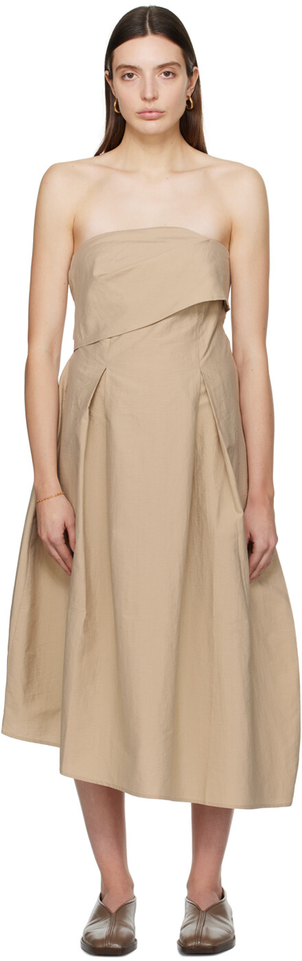 

Бежевое платье-миди без бретелек Cordera, Бежевый, Бежевое платье-миди без бретелек Cordera