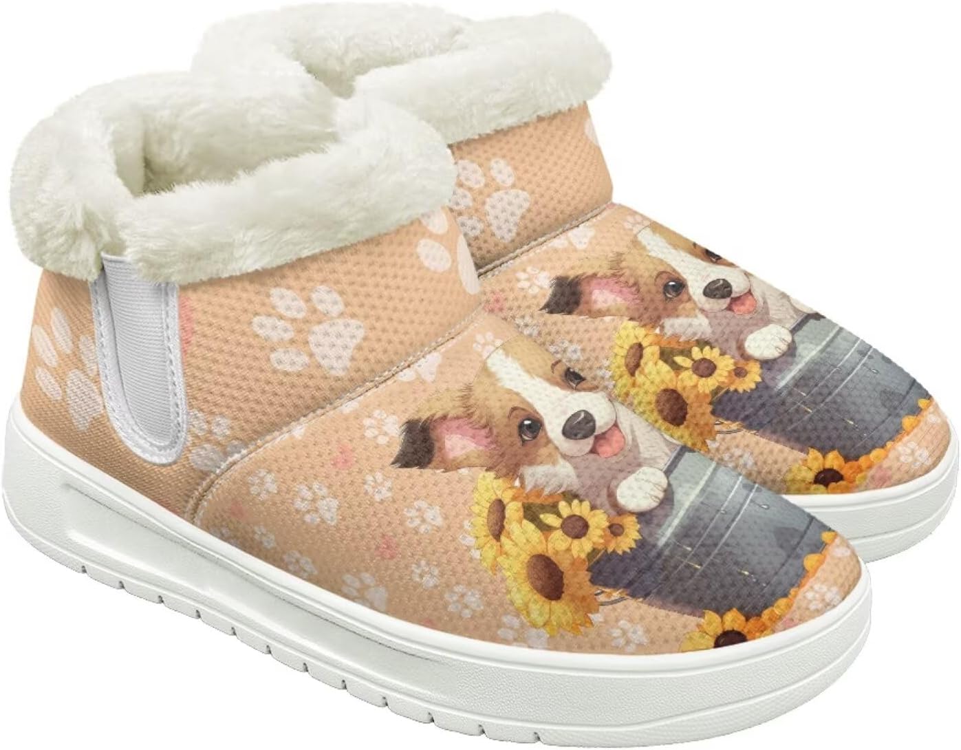 

Зимние сапоги для женщин и мужчин, теплые ботинки с утеплением, флисовая подкладка, удобная резиновая подошва, модный подарок Cugasmaru, Dog Sunflower