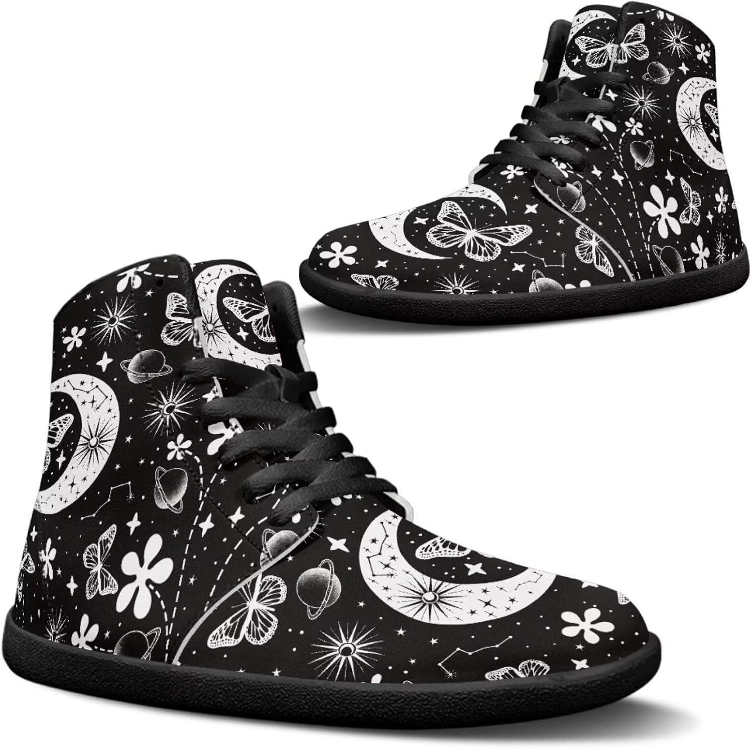 

Высокие кроссовки Jeiento Босоножки для мужчин и женщин с широким носком и дизайном бабочки, Butterfly Moon