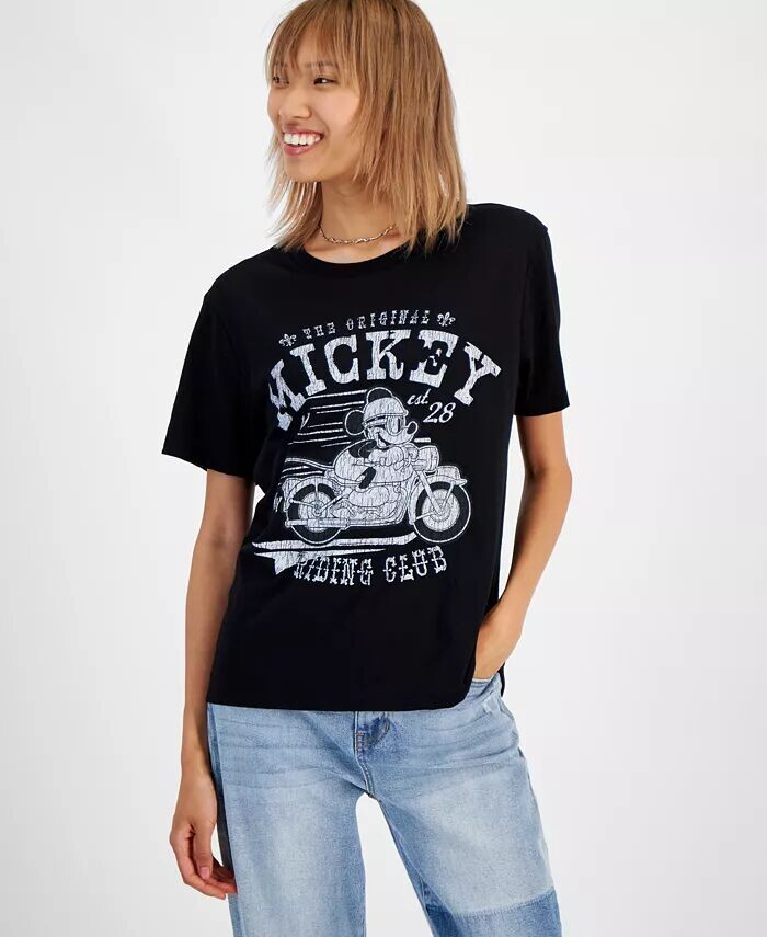 

Хлопковая футболка с круглым вырезом для юниоров Mickey Motorcycle Club Disney, черный