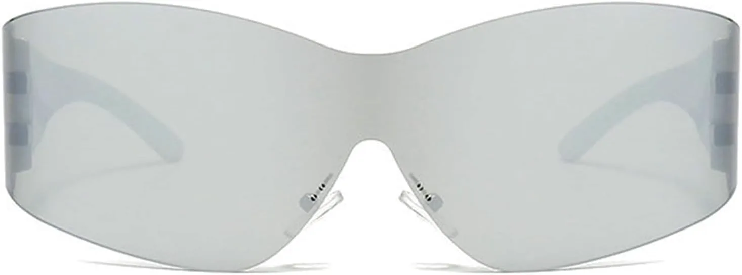 

Willochra — большие футуристические солнцезащитные очки для женщин, без оправы, в стиле Y2K, модные обтекаемые черные очки с защитой от УФ-излучения UV400, C5