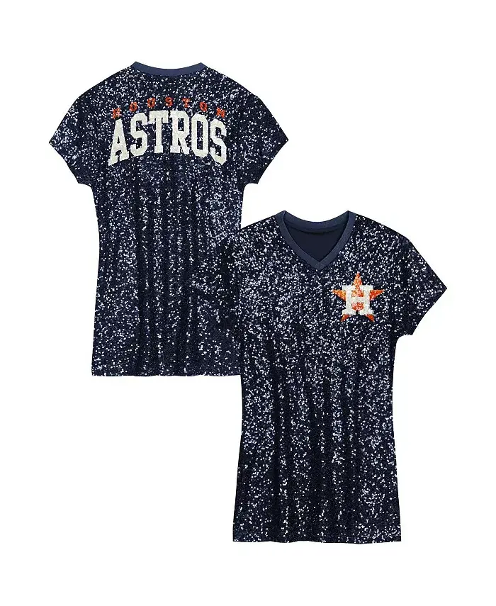 

Детское платье с V-образным вырезом Houston Astros с пайетками, цвет темно-синий Outerstuff