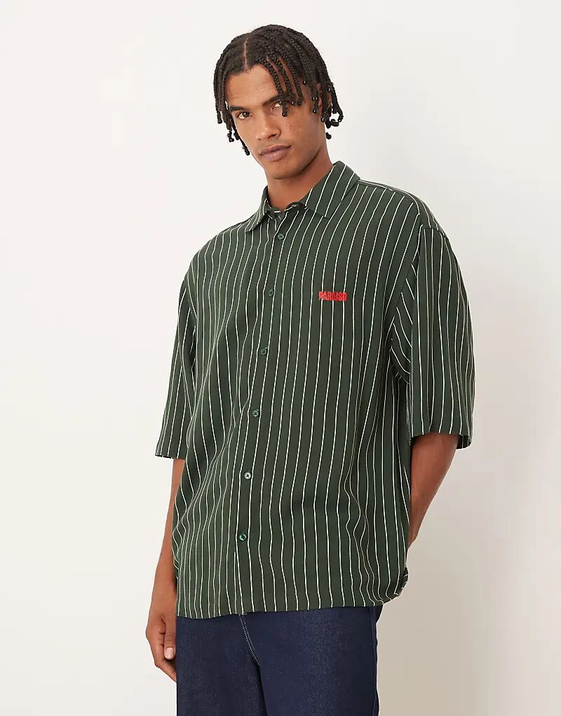 

Рубашка свободного кроя ASOS DESIGN с вышивкой на груди темно-зеленого цвета