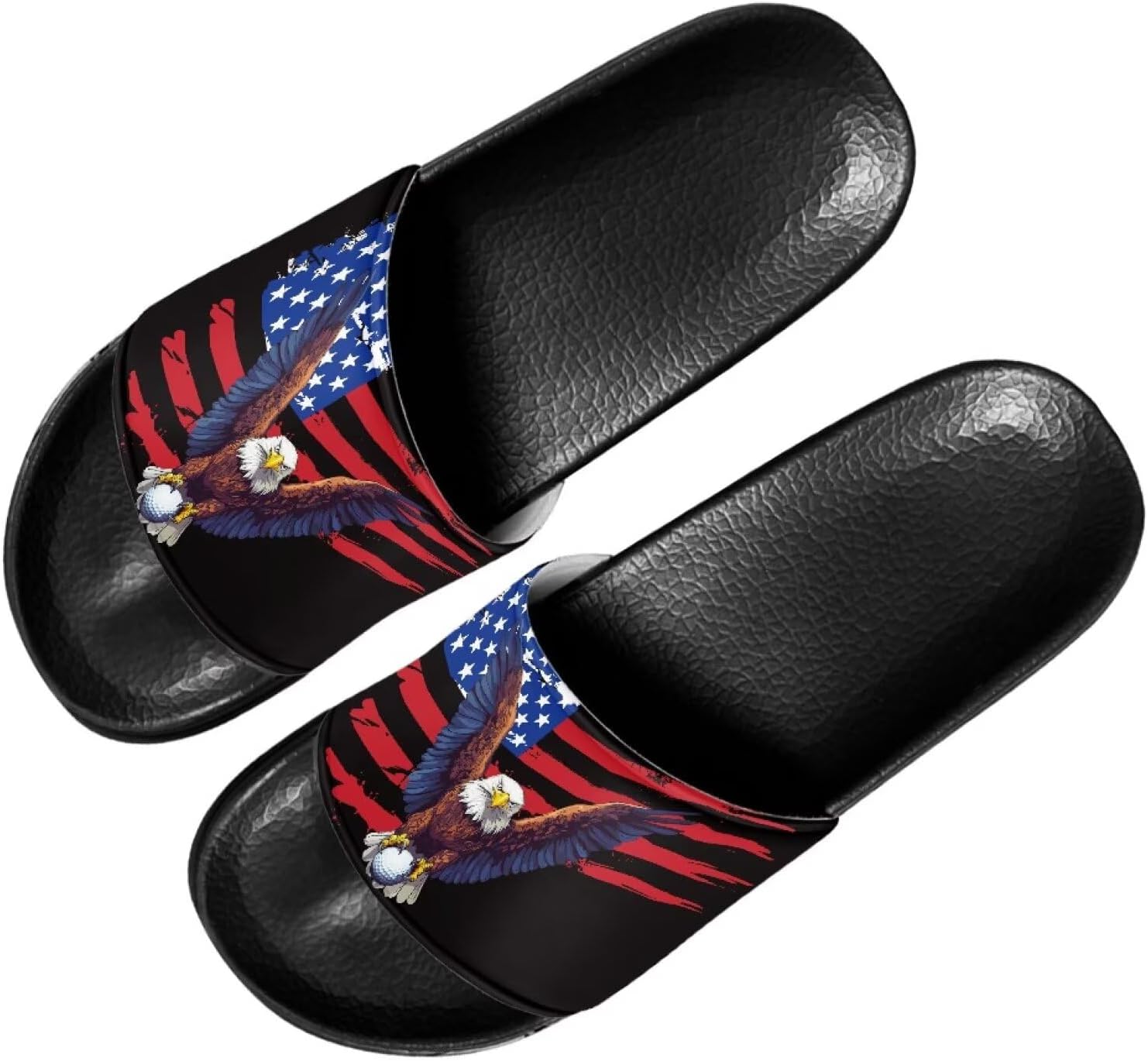 

Мужские повседневные сандалии Quxjehoe, шлепанцы для душа, нескользящие, для улицы и дома, размер 5-14, American Flag Eagle