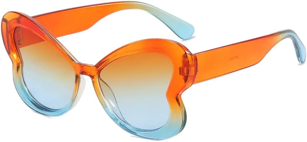 

Солнцезащитные очки для мужчин и женщин - защита UV400 - леопардовый принт, градиентные конфетные цвета, панк-стиль, для занятий спортом на открытом воздухе и вождения DSVIGF, Orange Blue