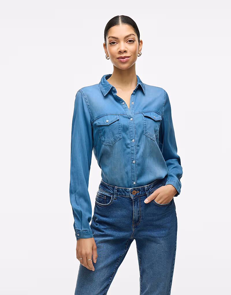 

Рубашка Vila Denim из средне-синего денима 1