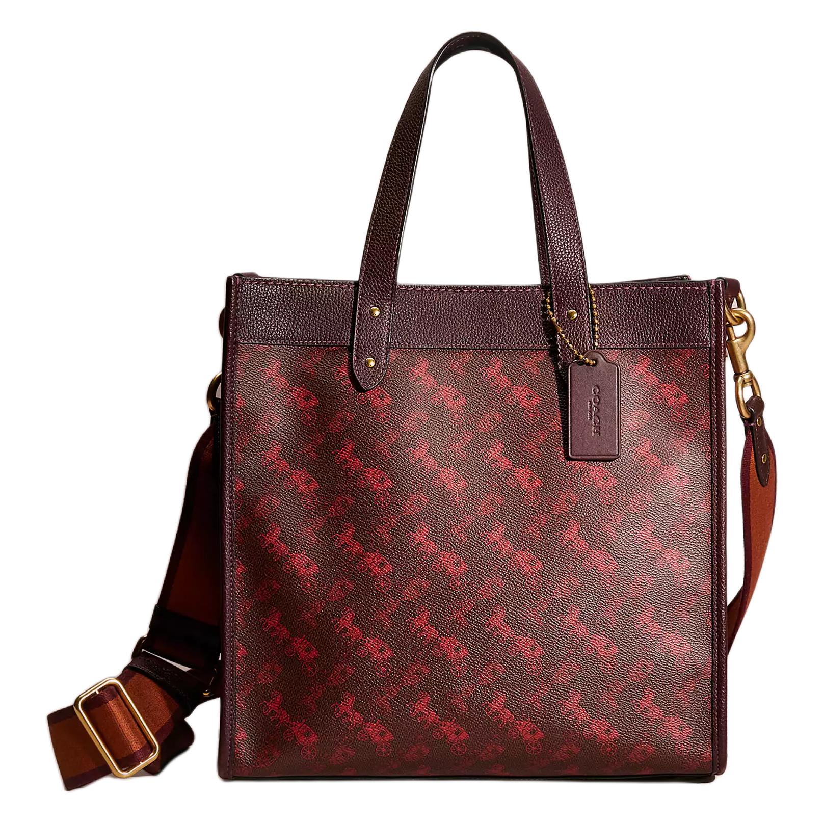 

Женская кожаная сумка-тоут Field, сумка для покупок, сумка через плечо, сумка-кроссбоди, большая женская сумка цвета «кровавая бычья кровь» Coach, basic set (bag+dust bag)