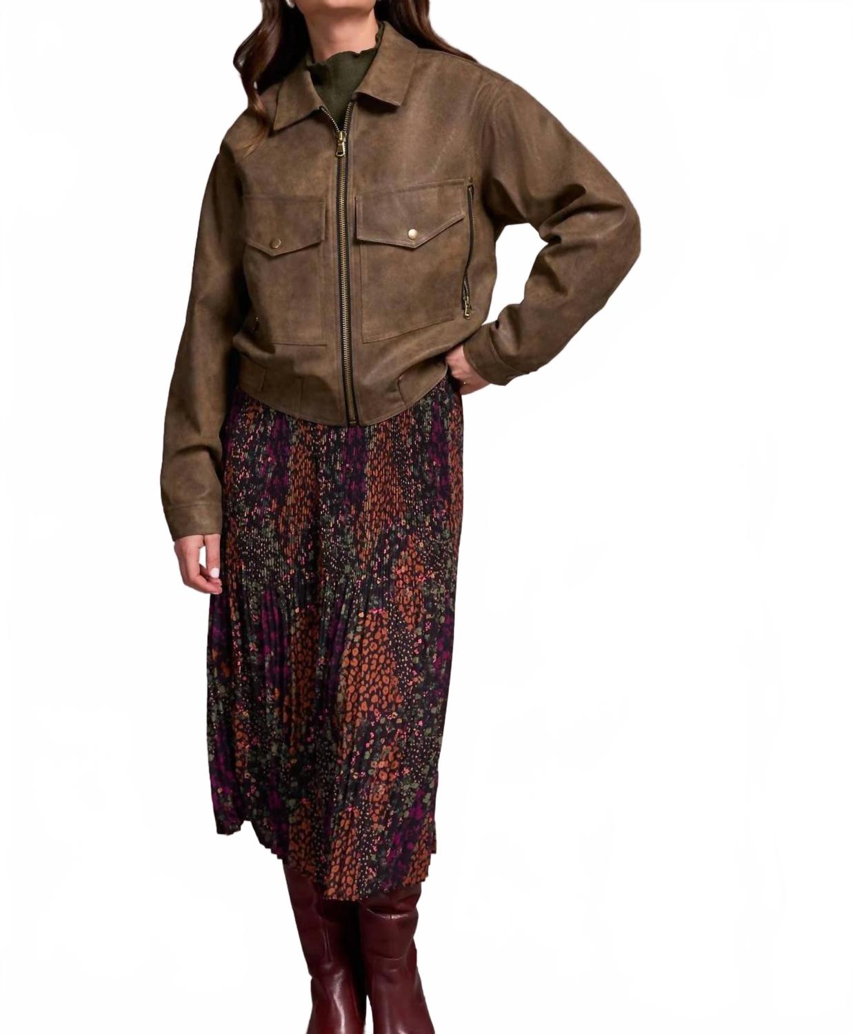 

Куртка из искусственной замши на молнии спереди цвета какао Tribal, Cocoa