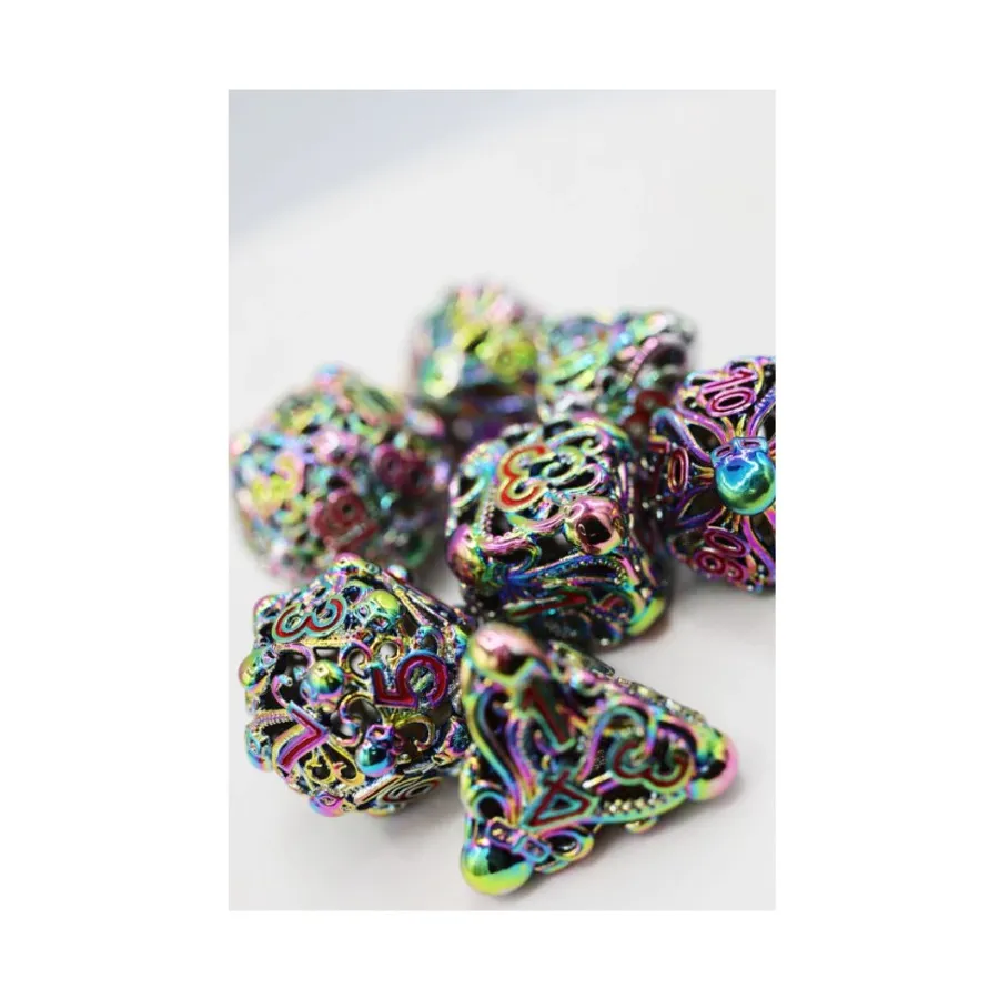 

Полый полигональный набор Mind Eater — мифический (7), Dice Sets - Metal - Hollow