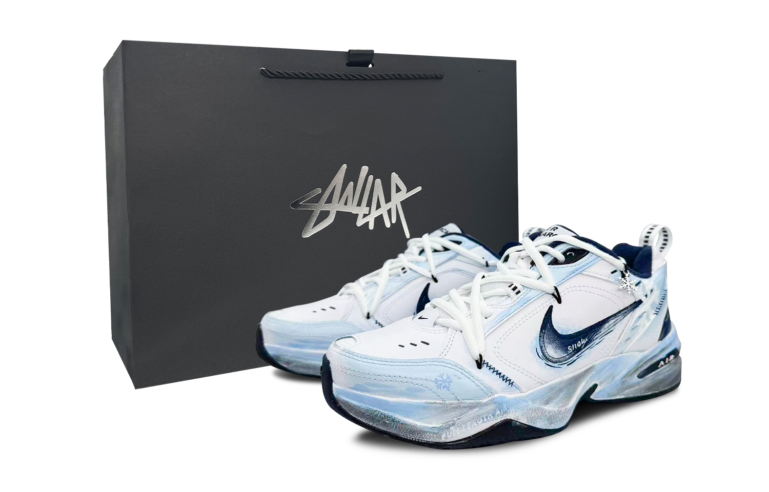 

Air Monarch 4 низкие массивные кроссовки unisex blue white Nike, синий белый