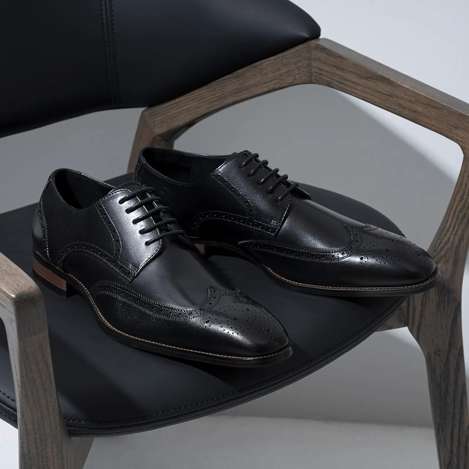 

Мужские классические кожаные туфли Jousen, формальные оксфорды и дерби в ретро-стиле, черный