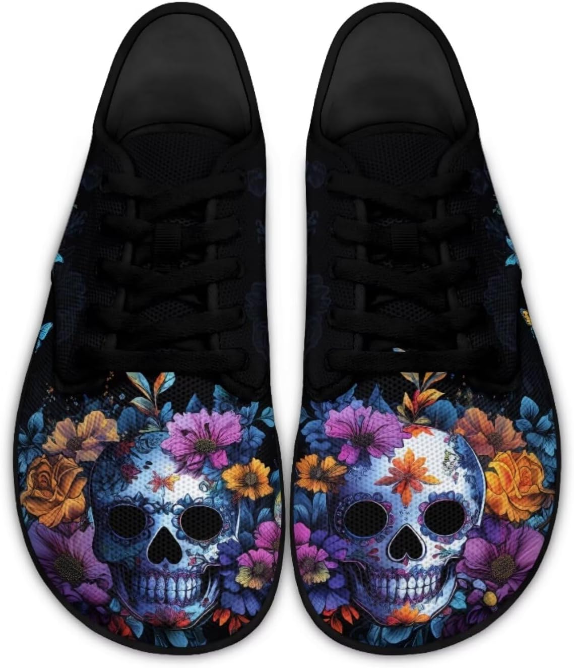 

Кроссовки с широким носком в виде черепа для мужчин и женщин, минималистичные, дышащие, для бега по тропинкам и ходьбы Pointodoor, Skull Floral Printed
